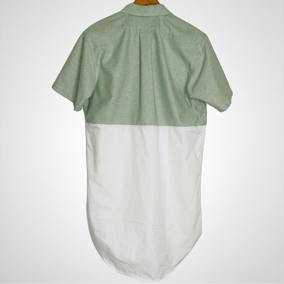 Poplin Patchwork Color Block Button Down Shirt Dress - Picture 4 of 7